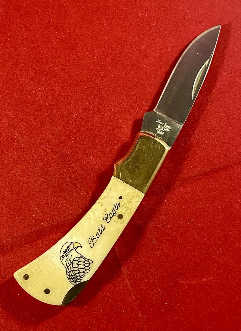 Collector's Lockback Knife by Frost Cutlery with Custom Scrimshaw of a Bald Eagle by O.D. — image 7