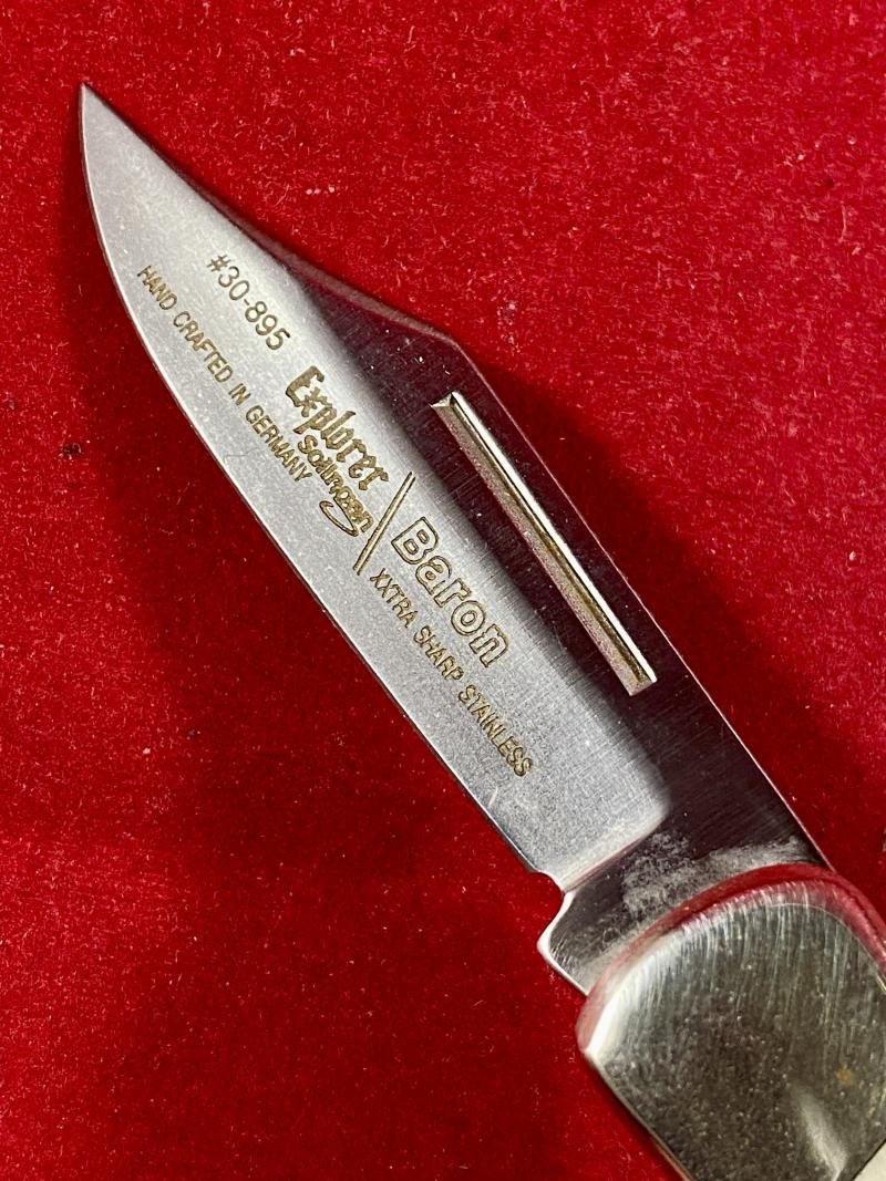 Vintage Explorer Solingen Baron Lockback Pocket Knife with Stag Grip — image 3