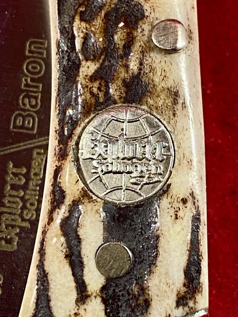 Vintage Explorer Solingen Baron Lockback Pocket Knife with Stag Grip — image 9