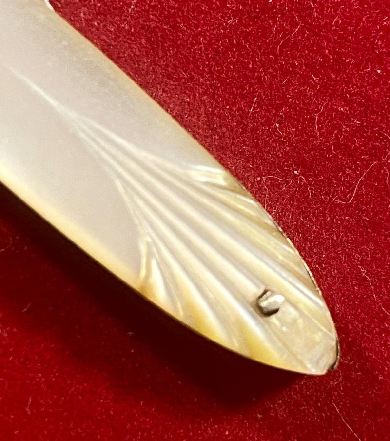 Victorian Folding Pocket Quill Cutter Pen Knife with 1.5' Fine Steel Blade and Carved MOP Grip c1850 — image 8
