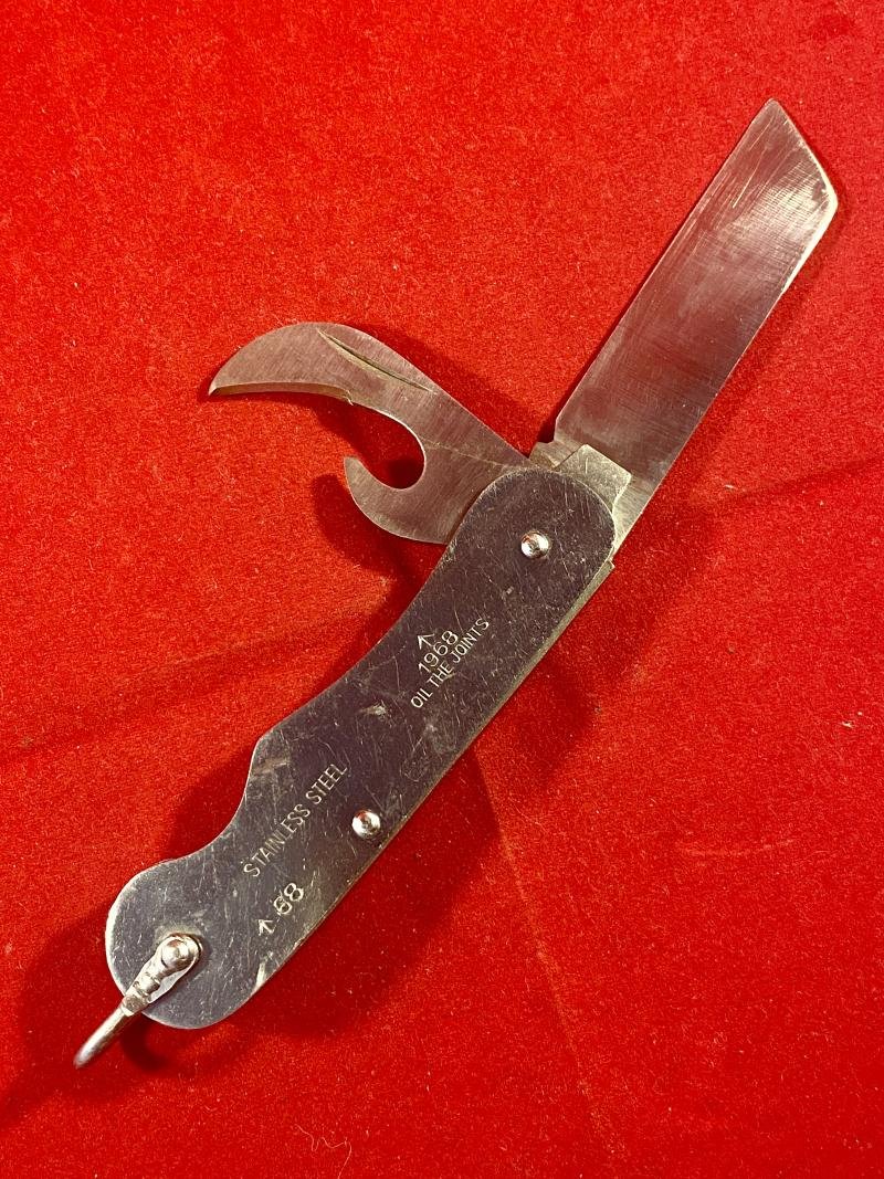 Vintage British Army Folding Two-Piece Stainless Steel Clasp or Jack Knife Dated 1968