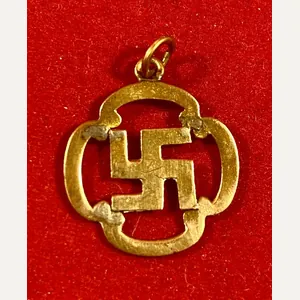 Nazi Party Gilt Brass Swastika Pendant