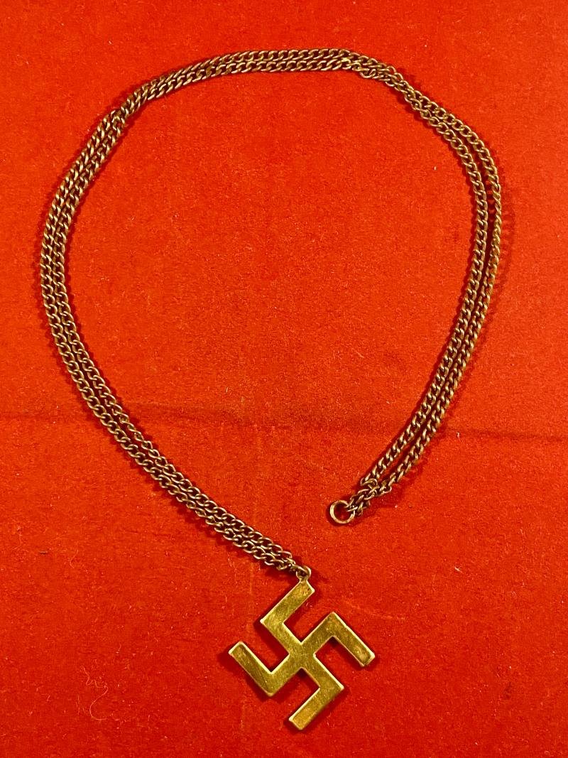 Gilt Brass Swastika Pendant and Chain — image 2