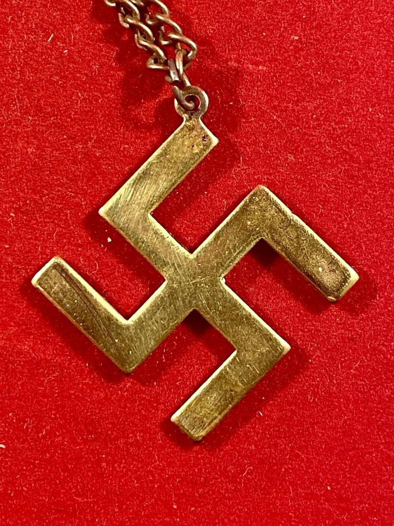 Gilt Brass Swastika Pendant and Chain — image 3