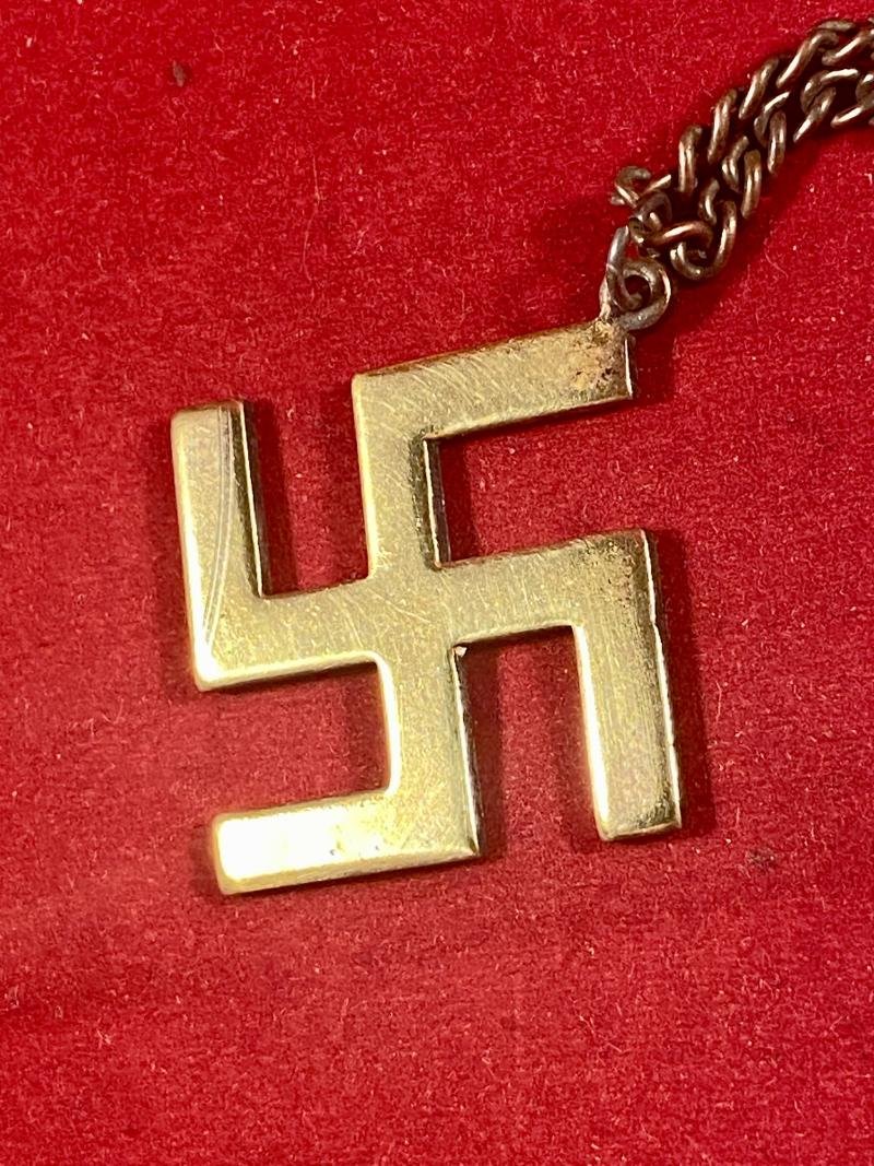 Gilt Brass Swastika Pendant and Chain — image 5