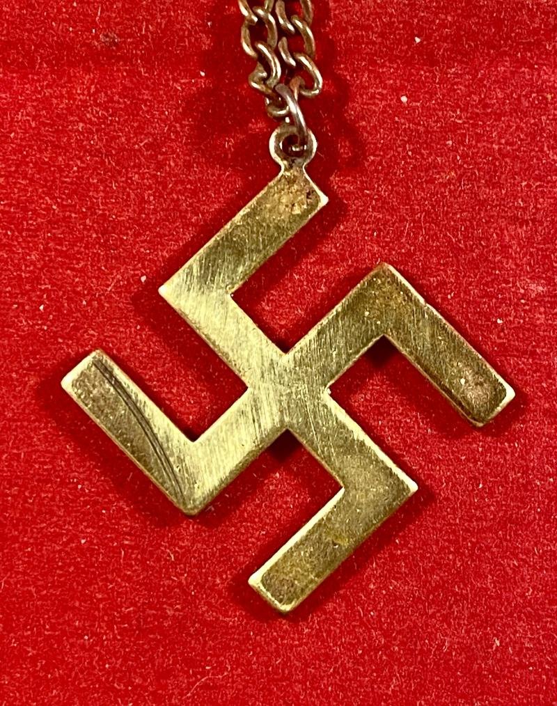 Gilt Brass Swastika Pendant and Chain — image 6