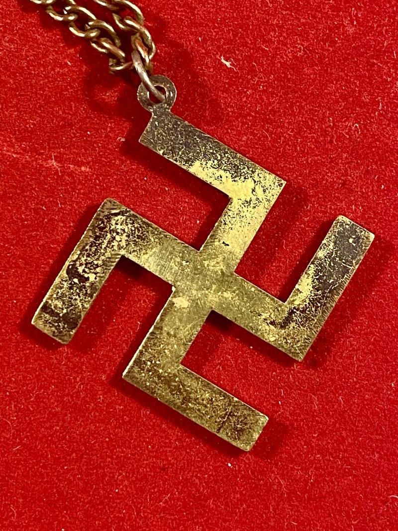Gilt Brass Swastika Pendant and Chain — image 7