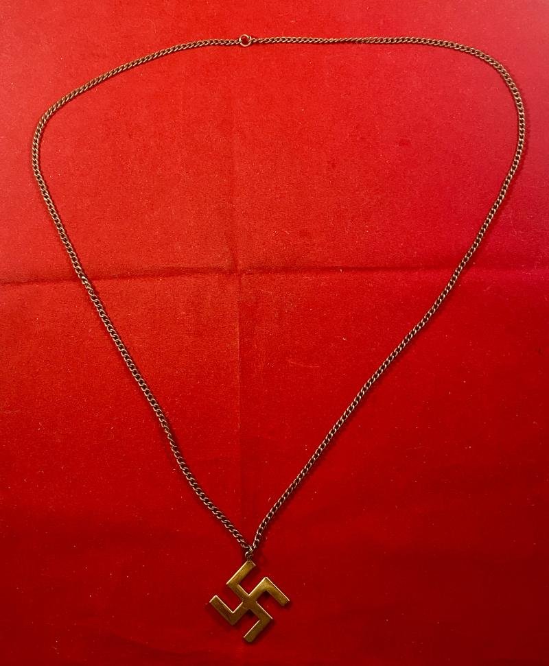 Gilt Brass Swastika Pendant and Chain — image 8