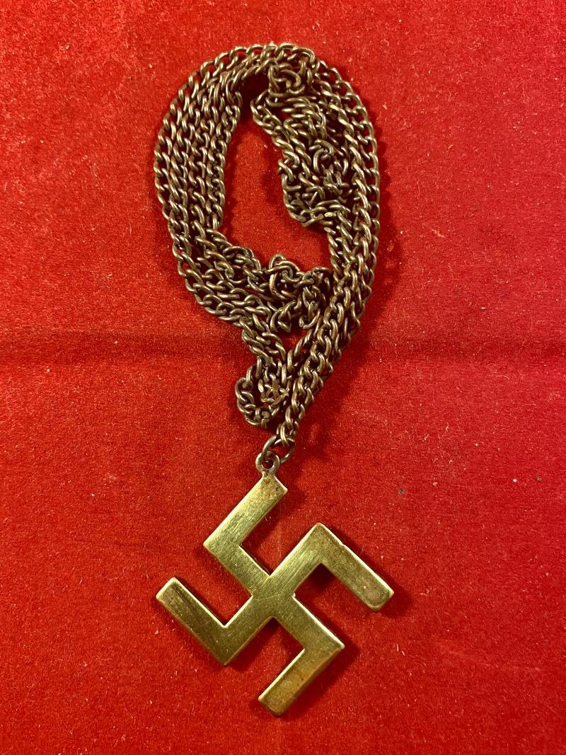 Gilt Brass Swastika Pendant and Chain — image 9