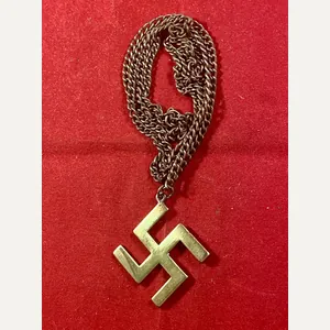 Gilt Brass Swastika Pendant and Chain