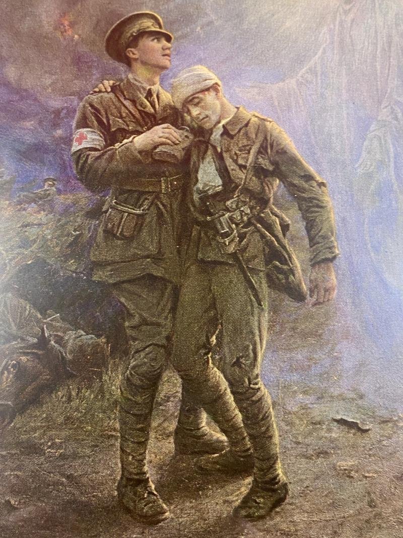 Impressive WW1 Period Gilt Metal Framed Colour Print of the Picture Titled 'The White Comrade' by George Hillyard Swinstead 1915 — image 4