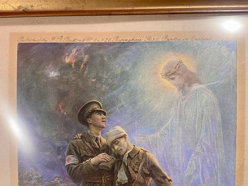 Impressive WW1 Period Gilt Metal Framed Colour Print of the Picture Titled 'The White Comrade' by George Hillyard Swinstead 1915 — image 5