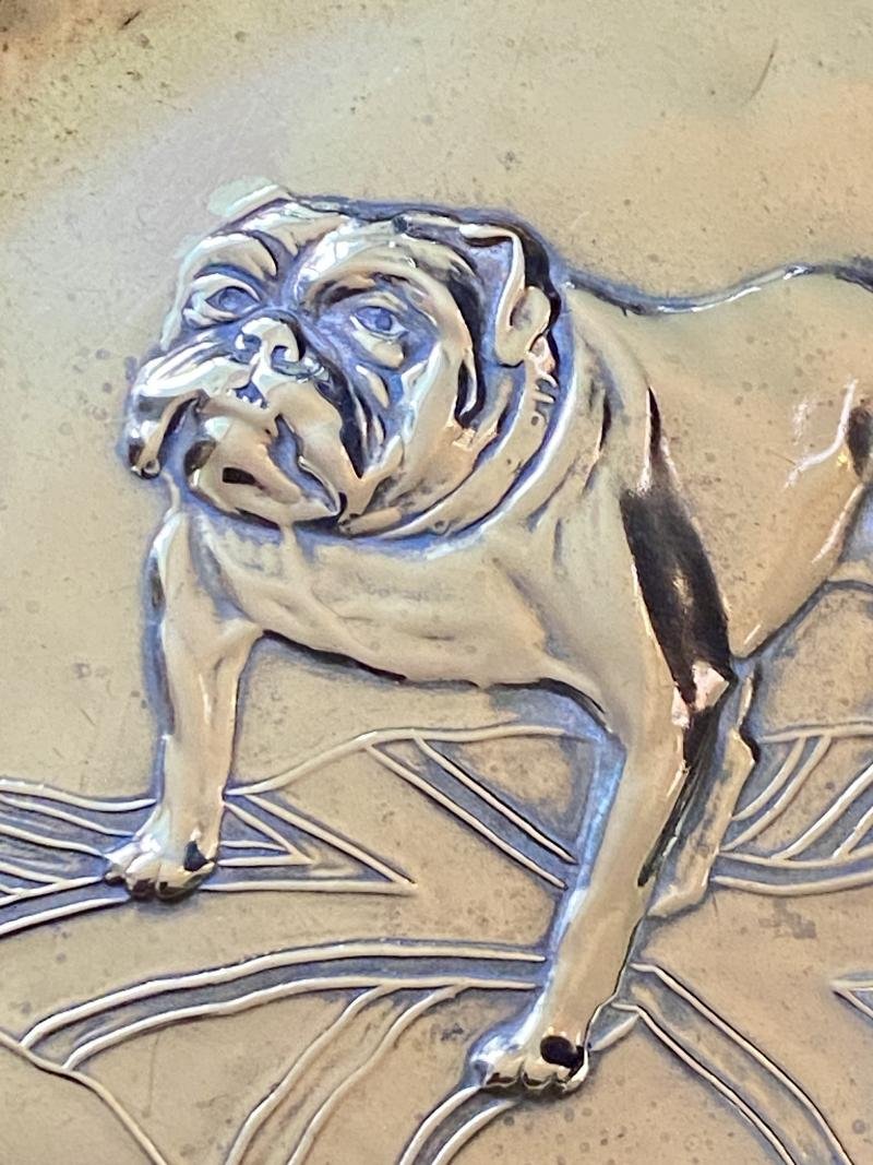 WW1 Patriotic Brass Pin or Coin Tray Depicting a British Bulldog Standing Astride a Union Jack Flag — image 5