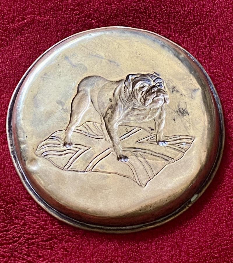 WW1 Patriotic Brass Pin or Coin Tray Depicting a British Bulldog Standing Astride a Union Jack Flag — image 6