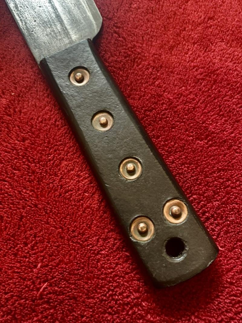 Fine WW2 British Military Machete by J.J.B. 1944 with Dark Brown Leather Scabbard Marker Marked P.I. 1942 — image 8