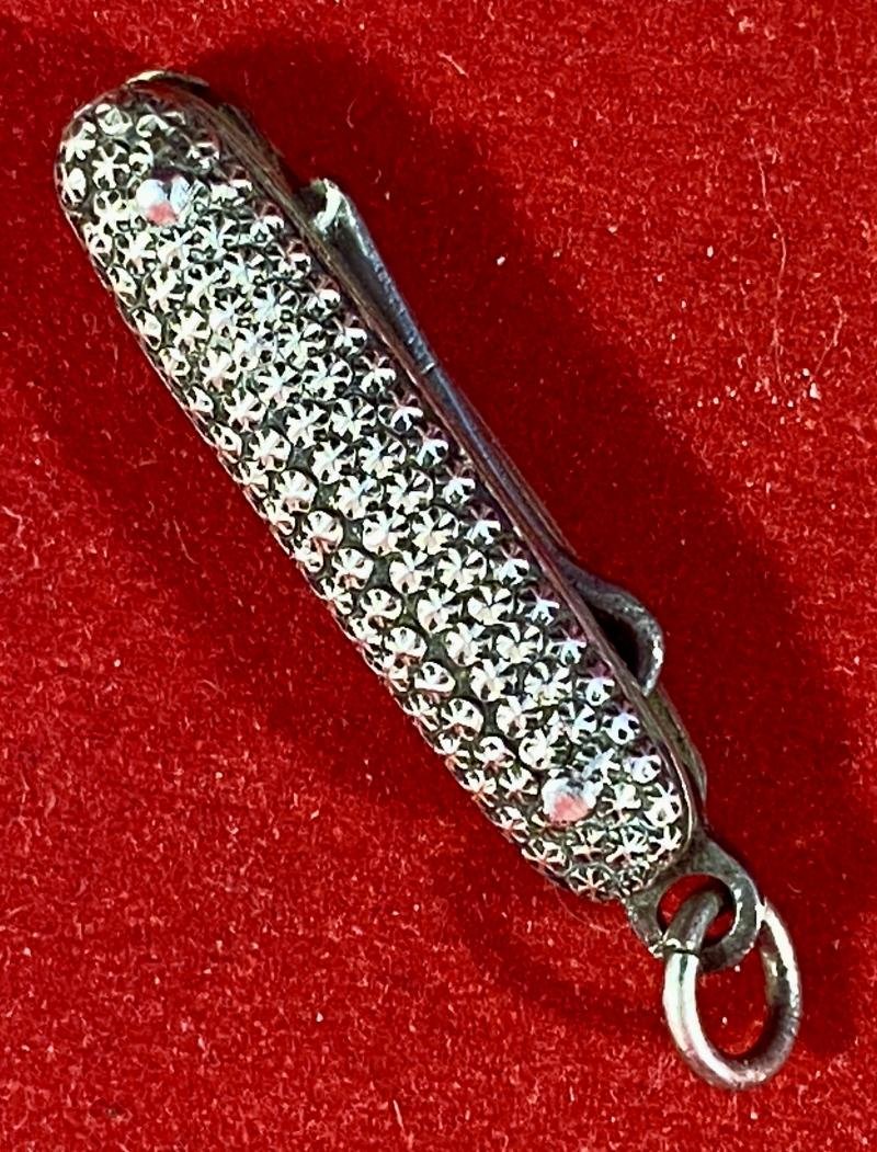 Antique Miniature Ladies Chatelaine Folding Glove Button Hook with Ornate Silver Handle Scales c1890 — image 8