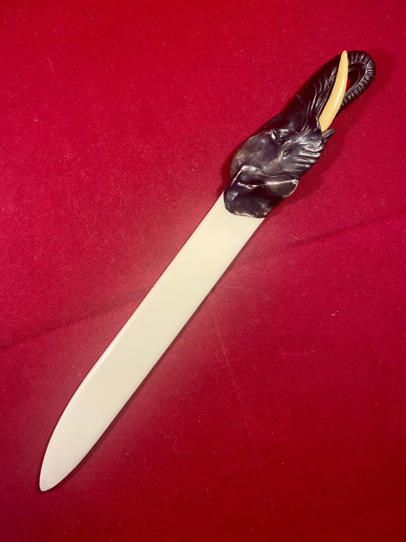 Unusual Moulded Elephant Head Celluloid Letter Opener c1930