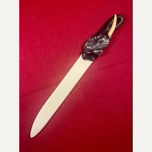 Unusual Moulded Elephant Head Celluloid Letter Opener c1930