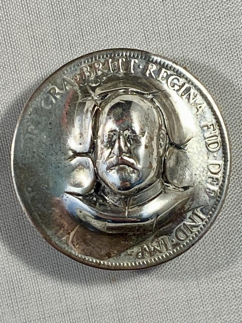 Unusual Silver Plated King Edward VII 'Pop Out' Penny Coin Brooch