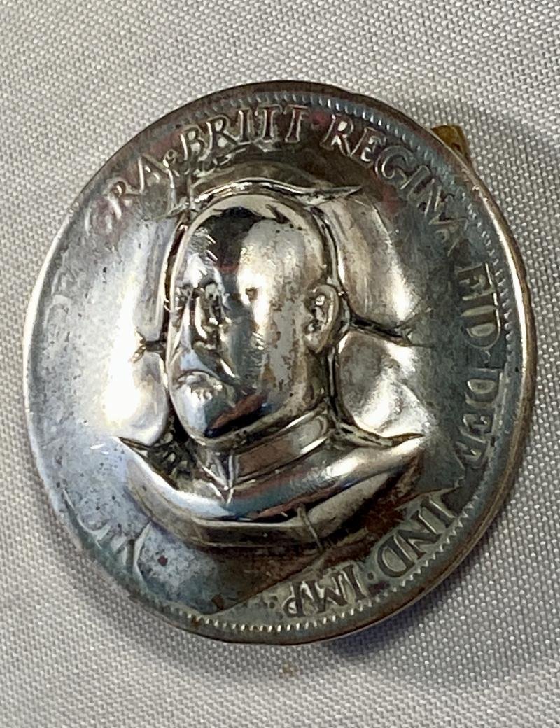 Unusual Silver Plated King Edward VII 'Pop Out' Penny Coin Brooch — image 3
