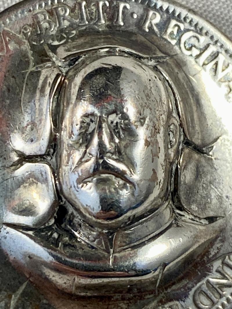 Unusual Silver Plated King Edward VII 'Pop Out' Penny Coin Brooch — image 4