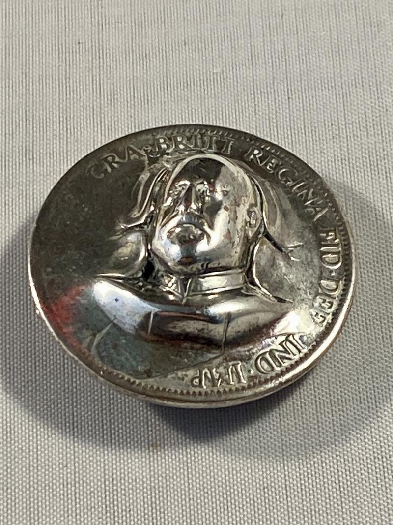 Unusual Silver Plated King Edward VII 'Pop Out' Penny Coin Brooch — image 5