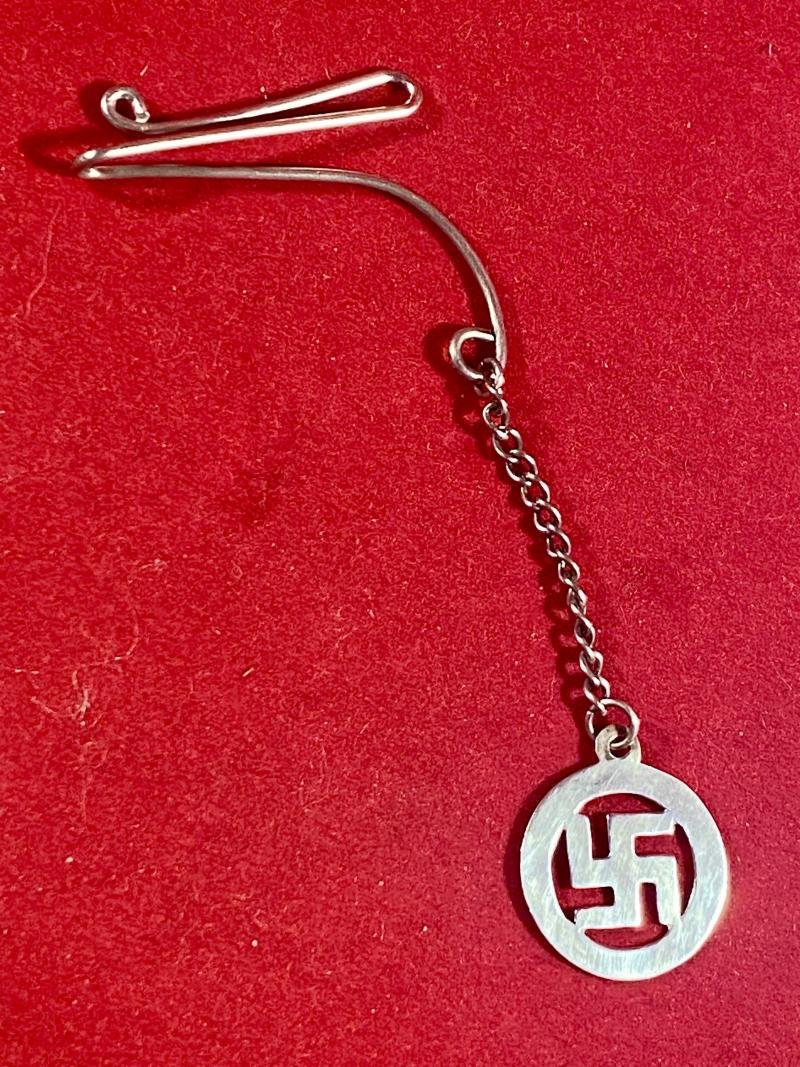 Sterling Silver Swastika Pendant with Lapel/Tie Bar and Chain by W.BROS c1930