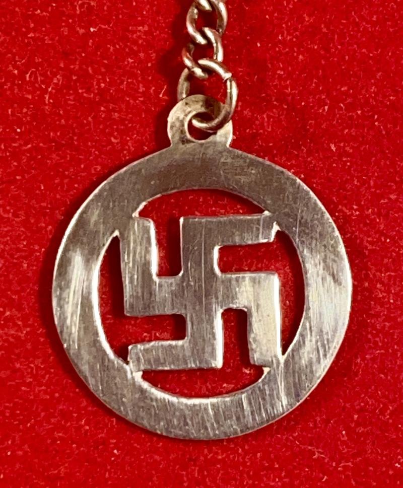 Sterling Silver Swastika Pendant with Lapel/Tie Bar and Chain by W.BROS c1930 — image 2