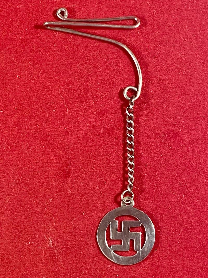 Sterling Silver Swastika Pendant with Lapel/Tie Bar and Chain by W.BROS c1930 — image 3
