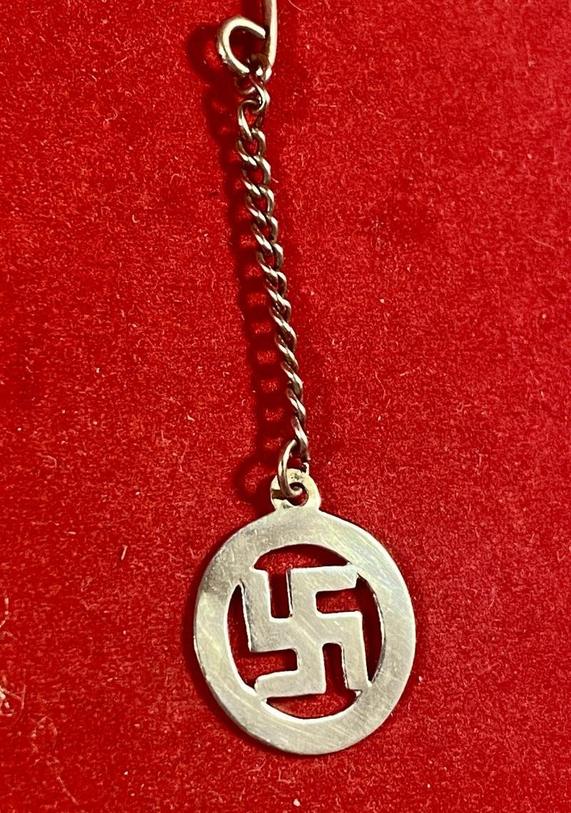 Sterling Silver Swastika Pendant with Lapel/Tie Bar and Chain by W.BROS c1930 — image 4