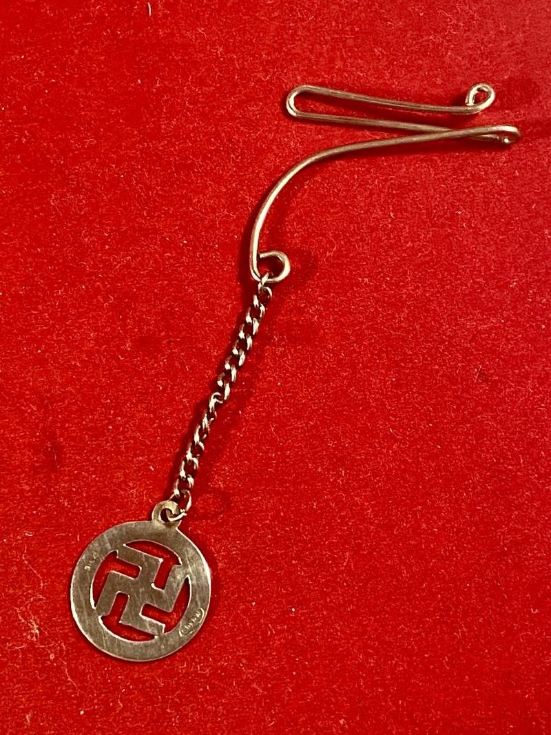 Sterling Silver Swastika Pendant with Lapel/Tie Bar and Chain by W.BROS c1930 — image 6