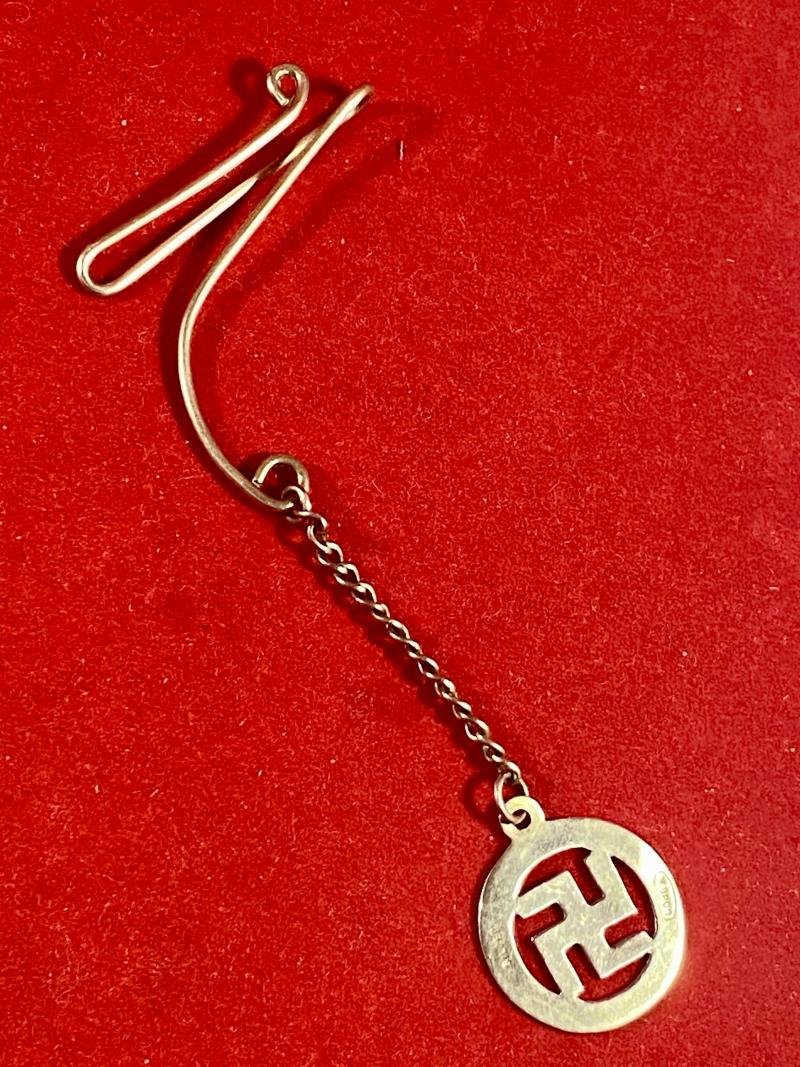 Sterling Silver Swastika Pendant with Lapel/Tie Bar and Chain by W.BROS c1930 — image 7