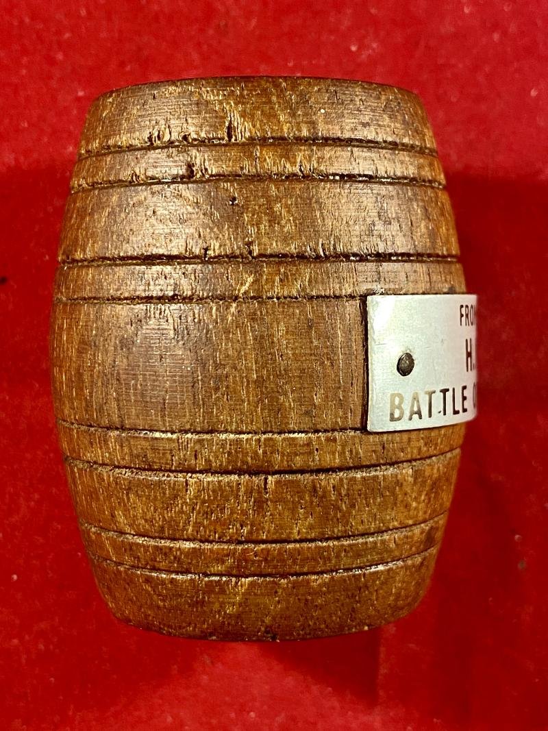 WW1 Teak Barrel Match Holder from H.M.S. AJAX – Battle of the River Plate — image 5