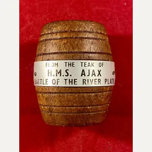 WW1 Teak Barrel Match Holder from H.M.S. AJAX – Battle …