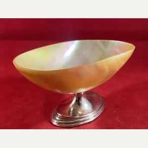 Stunning Antique Mother of Pearl and Hallmarked Silver Pedestal Caviar …