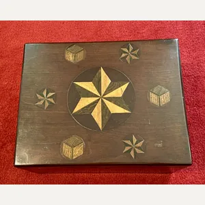 Large Antique Georgian Inlaid Wooden Jewellery Box