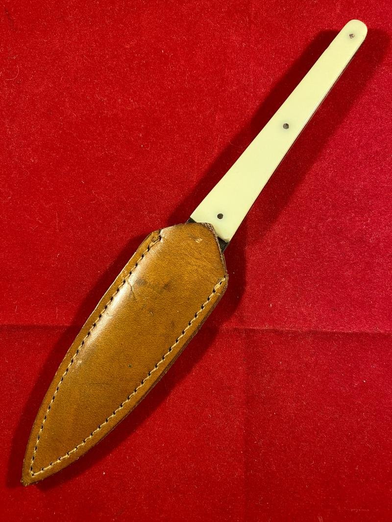 Antique Throwing Knife and Leather Sheath by J. Nowill and Sons Sheffield England c1920 — image 2