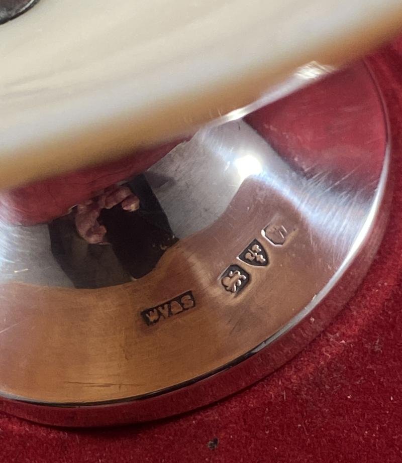 Beautiful Antique Mother of Pearl and Hallmarked Silver Pedestal Dish by William Vale & Sons 1922 — image 6