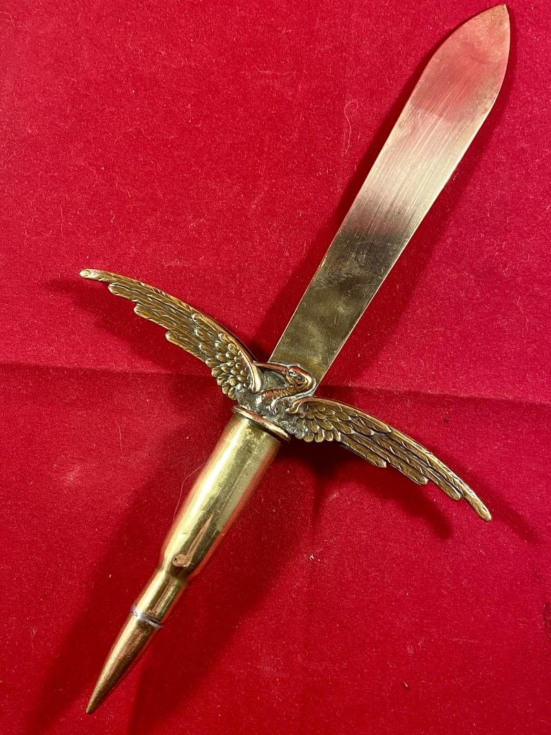 Unusual WWI French Aviation Patriotic Stork and Bullet Trench Art Letter Opener — image 3