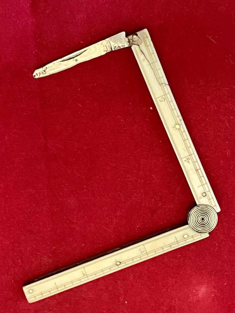 Rare Antique George Ibberson Quill Cutter & Folding 6' Ruler c1820 — image 2