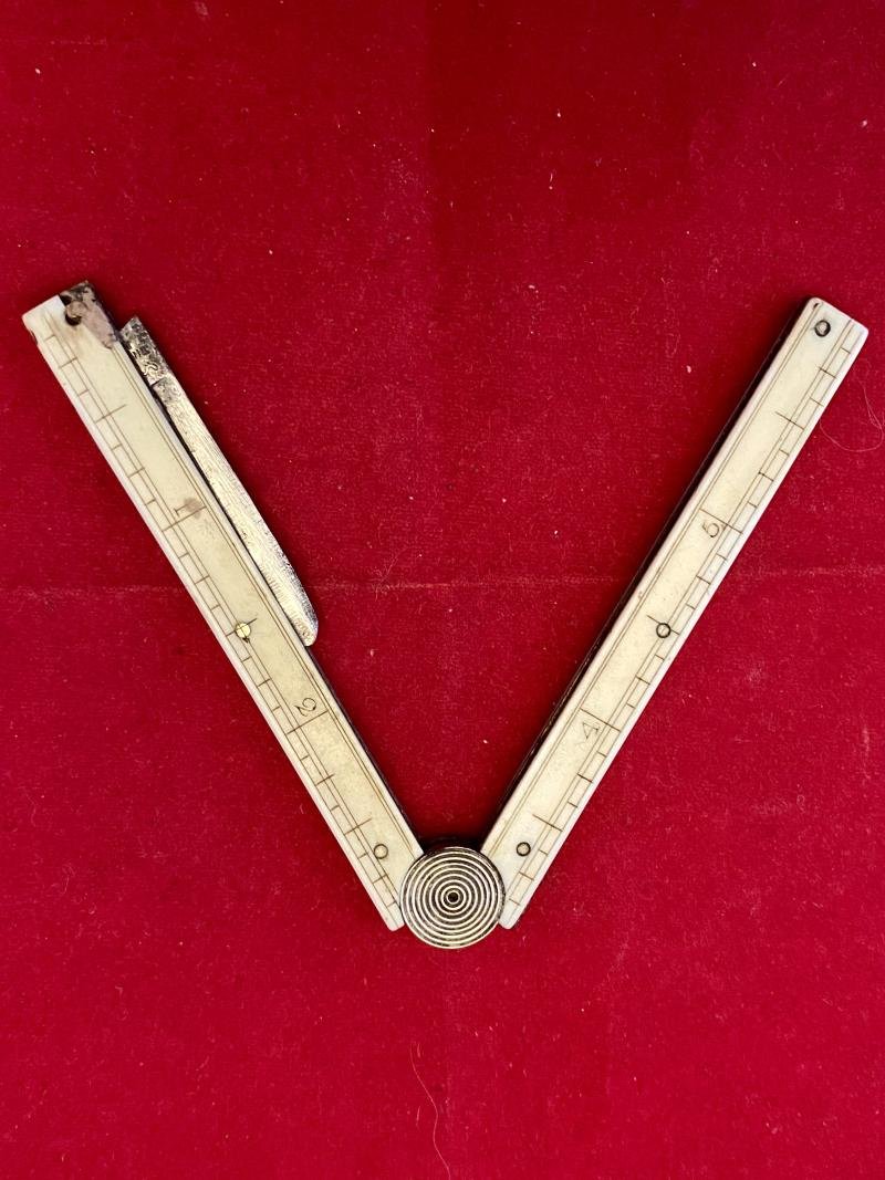 Rare Antique George Ibberson Quill Cutter & Folding 6' Ruler c1820 — image 5