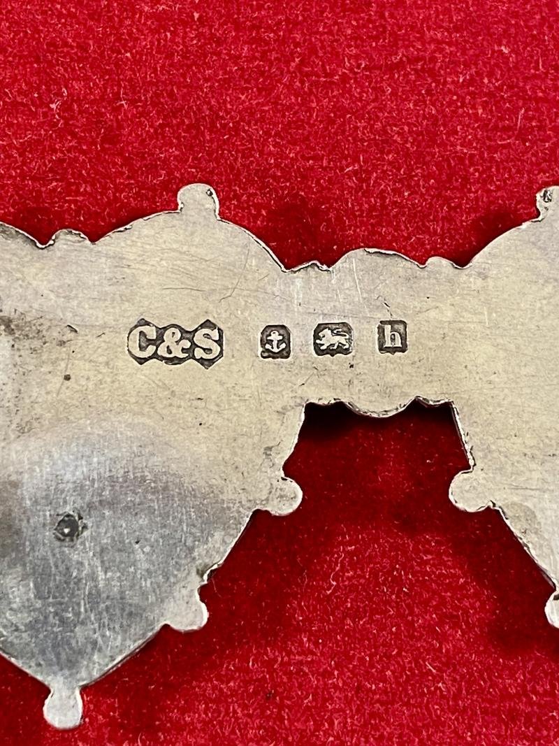 Pre WW1 Hallmarked Silver MIZPAH and Suffolk Regiment Double Heart Sweetheart Brooch by C&S - 1907 — image 7