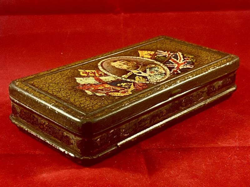 WW1 British Rowntree & Co. Ltd 'Gift to the Troops' Chocolate Tin Depicting George V with Sliding Base Cover 1915 — image 4