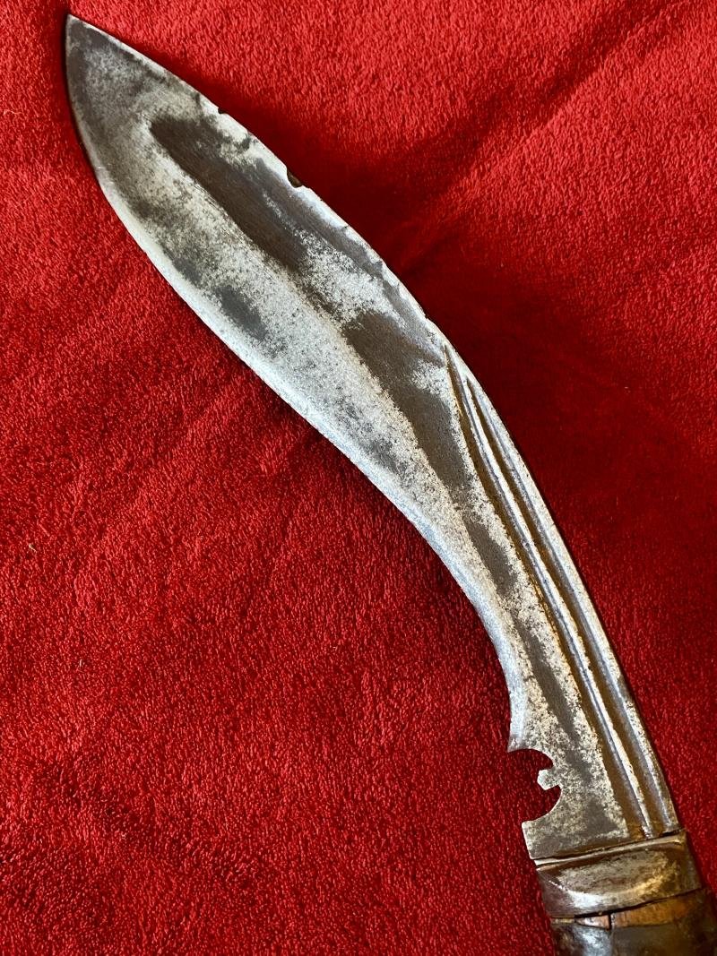 Early Nepalese Gurkha Fighting Kukri with Leather Wrapped Grip — image 4