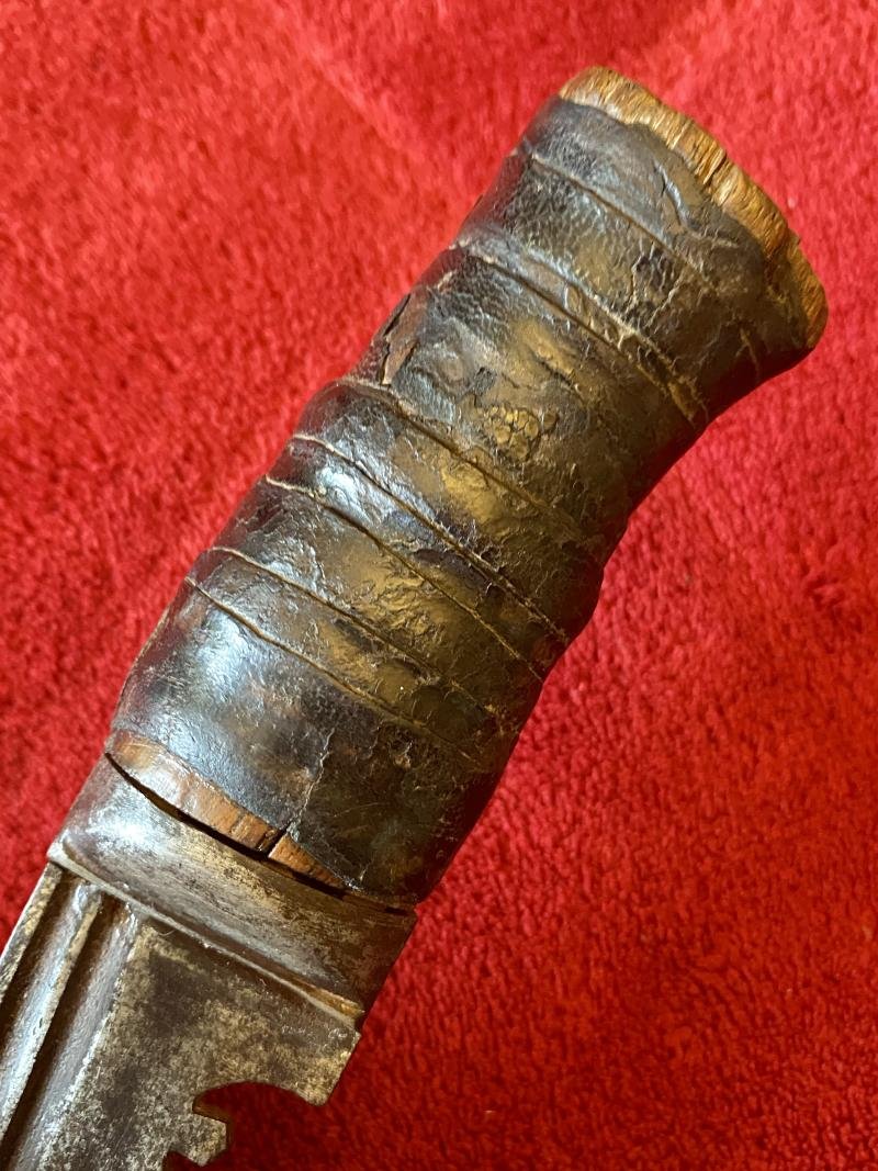 Early Nepalese Gurkha Fighting Kukri with Leather Wrapped Grip — image 7
