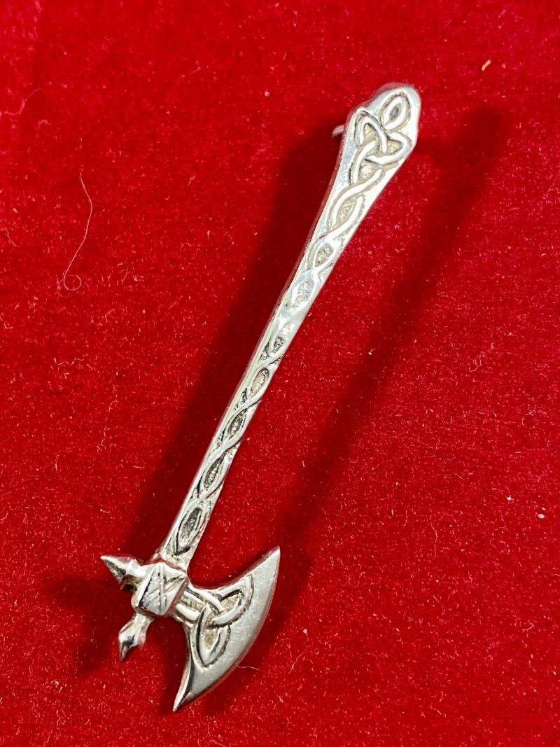 Scottish Silver Hallmarked Axe Shaped Kilt Pin/Brooch by Robert Allison of Glasgow - 1955 — image 2