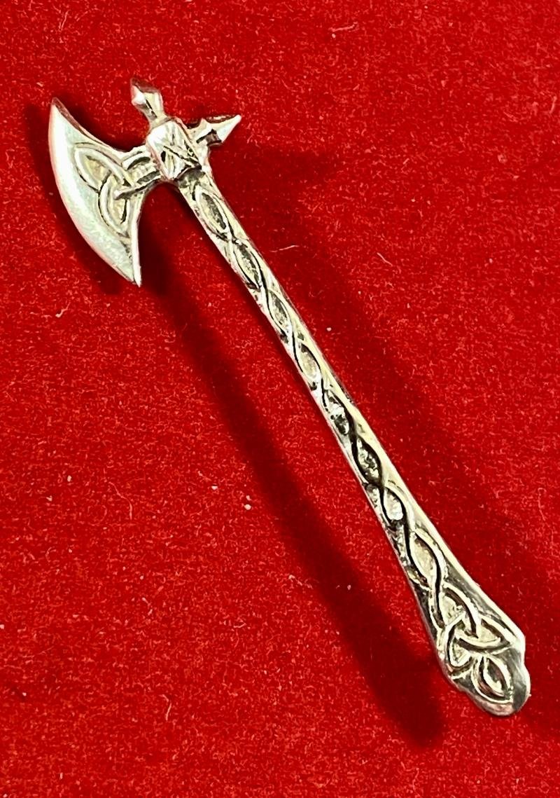Scottish Silver Hallmarked Axe Shaped Kilt Pin/Brooch by Robert Allison of Glasgow - 1955 — image 9