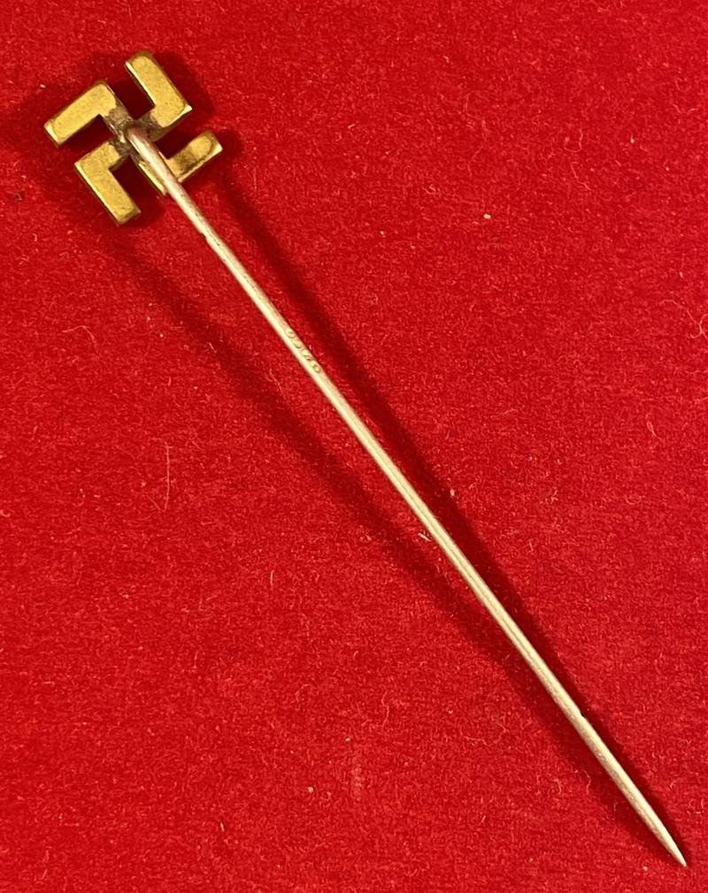 Antique Swastika Stickpin made with Seed Pearls Set in Gilt Metal by Plainville Stock Company USA c1890 — image 3