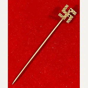 Antique Swastika Stickpin made with Seed Pearls Set in Gilt …