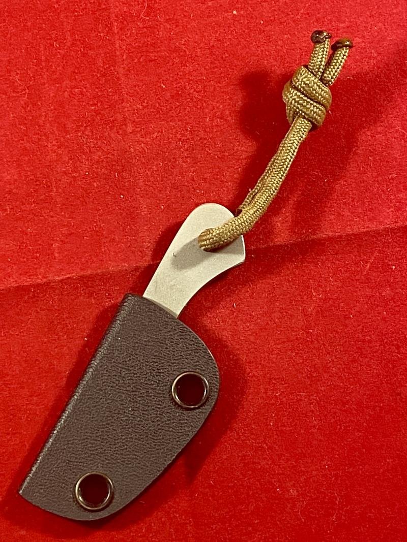 Small Custom Made Kiridashi Tactical Neck Knife with Black Kydex Sheath — image 3